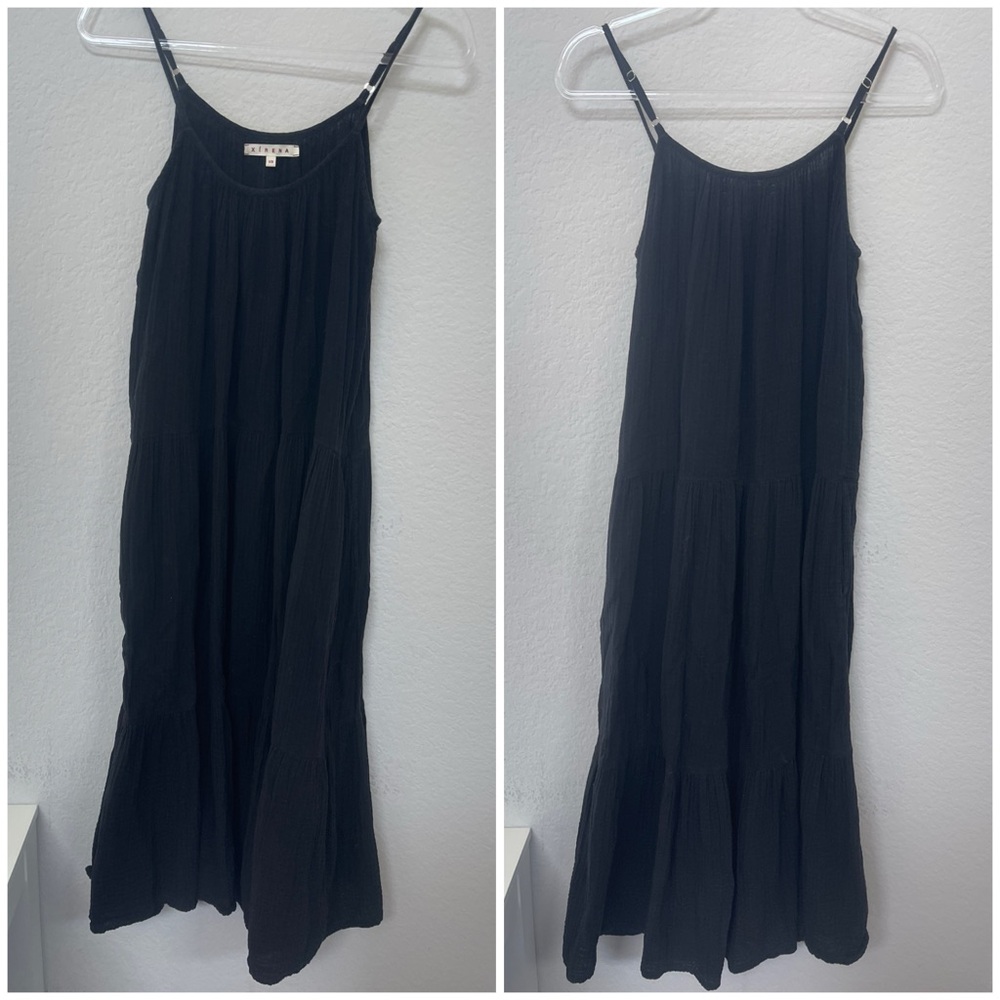 Xirena Ruby Dress Black Tiered Gauze Pockets Size XS - Picture 3 of 4